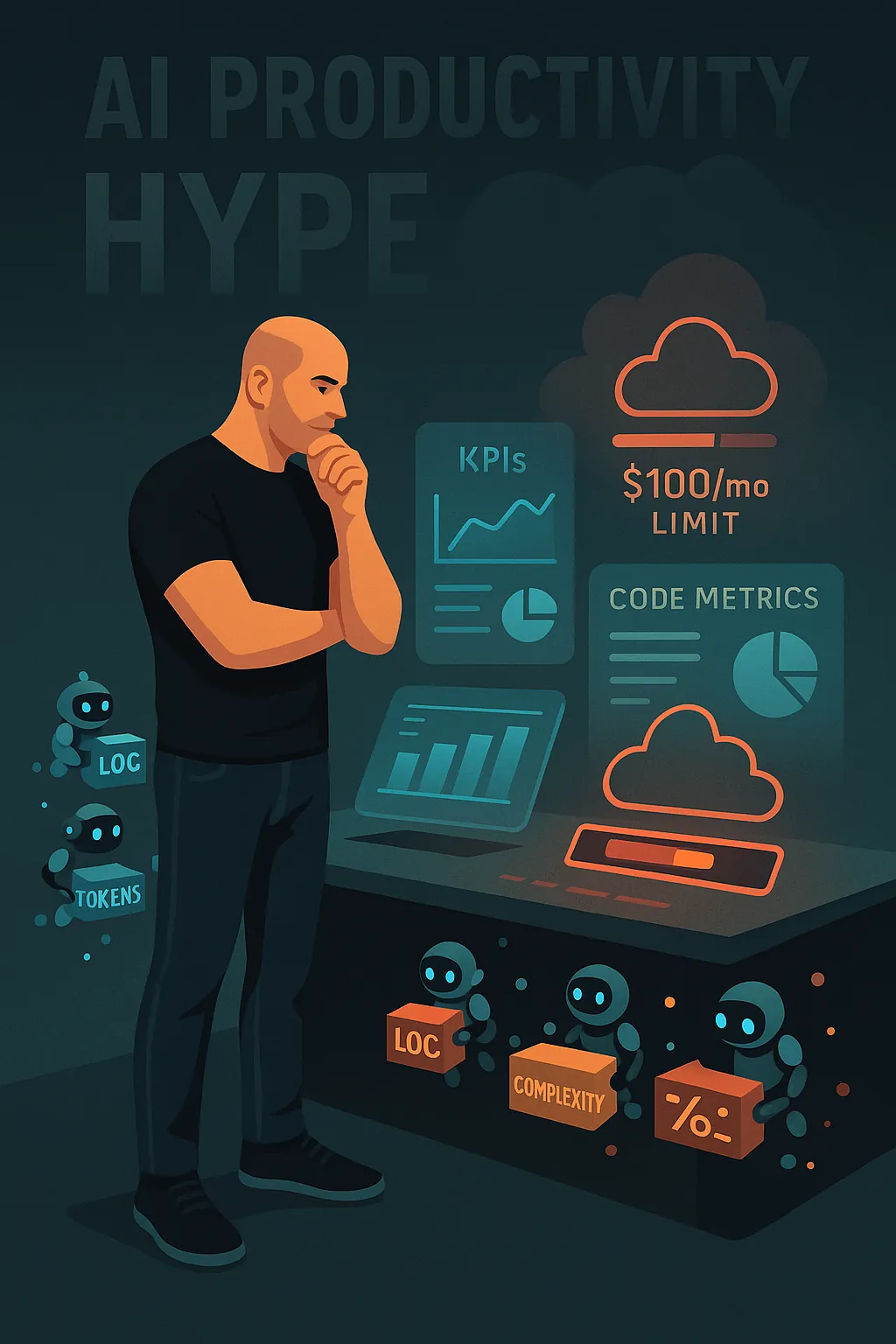 Visual dashboard showing KPIs, code metrics, and Claude usage costs