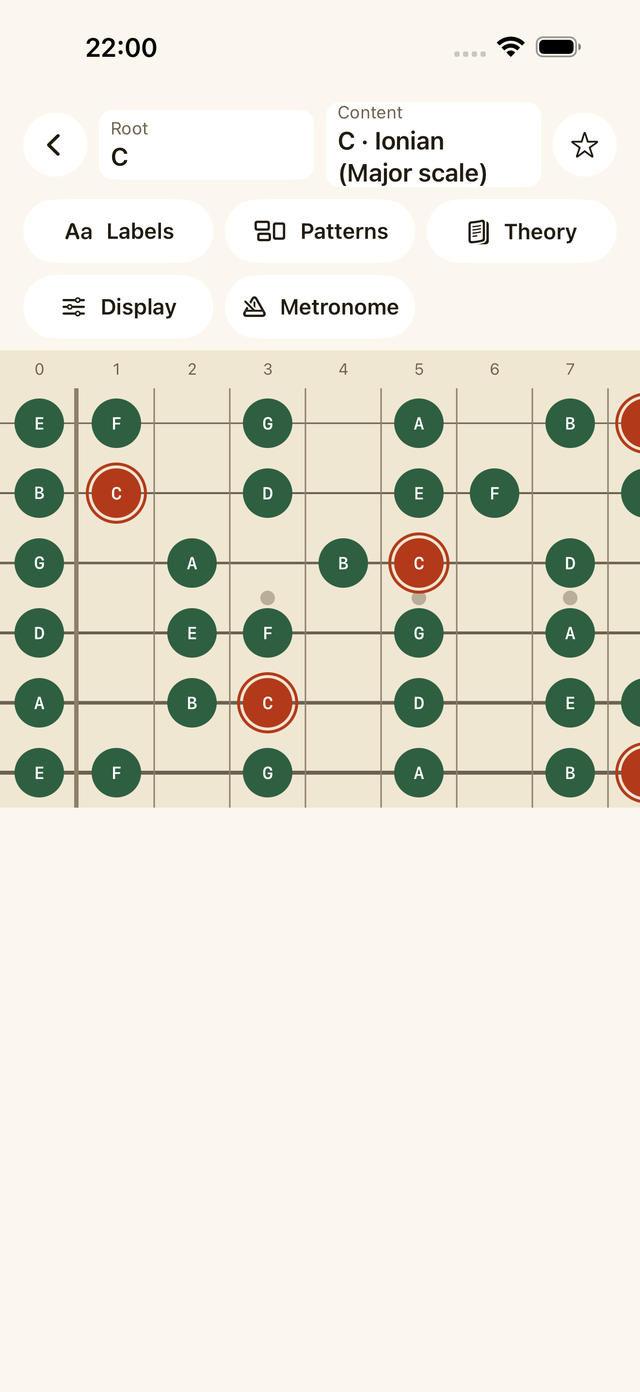See scales and intervals clearly on the fretboard