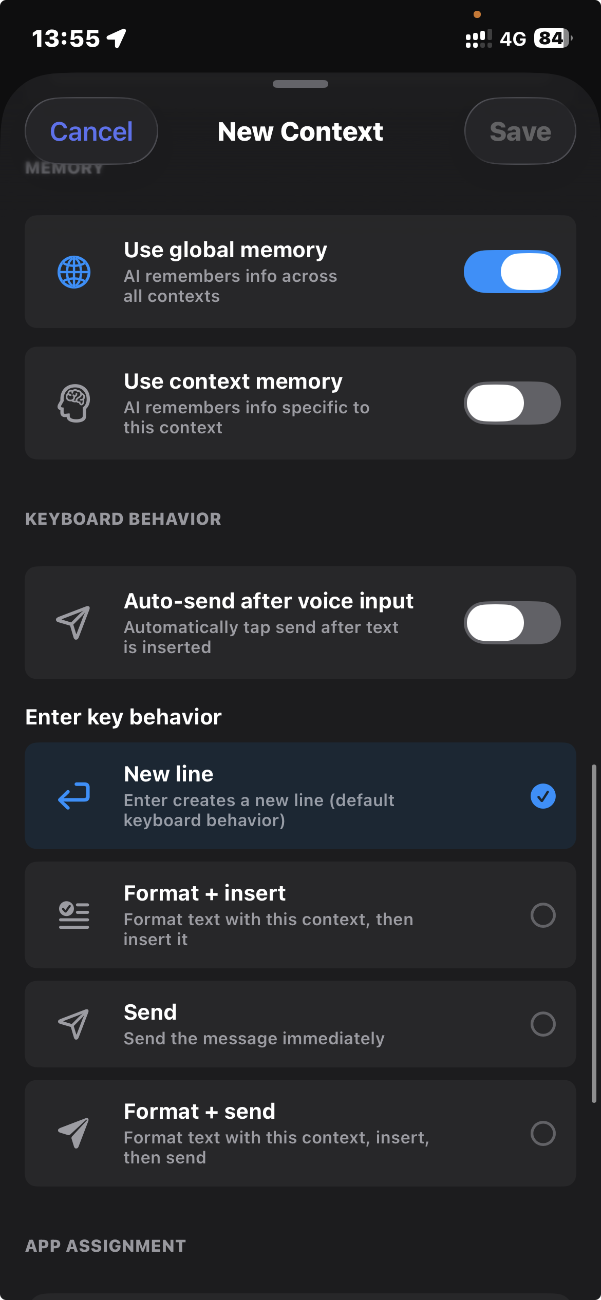 Context Editor - Memory & Behavior