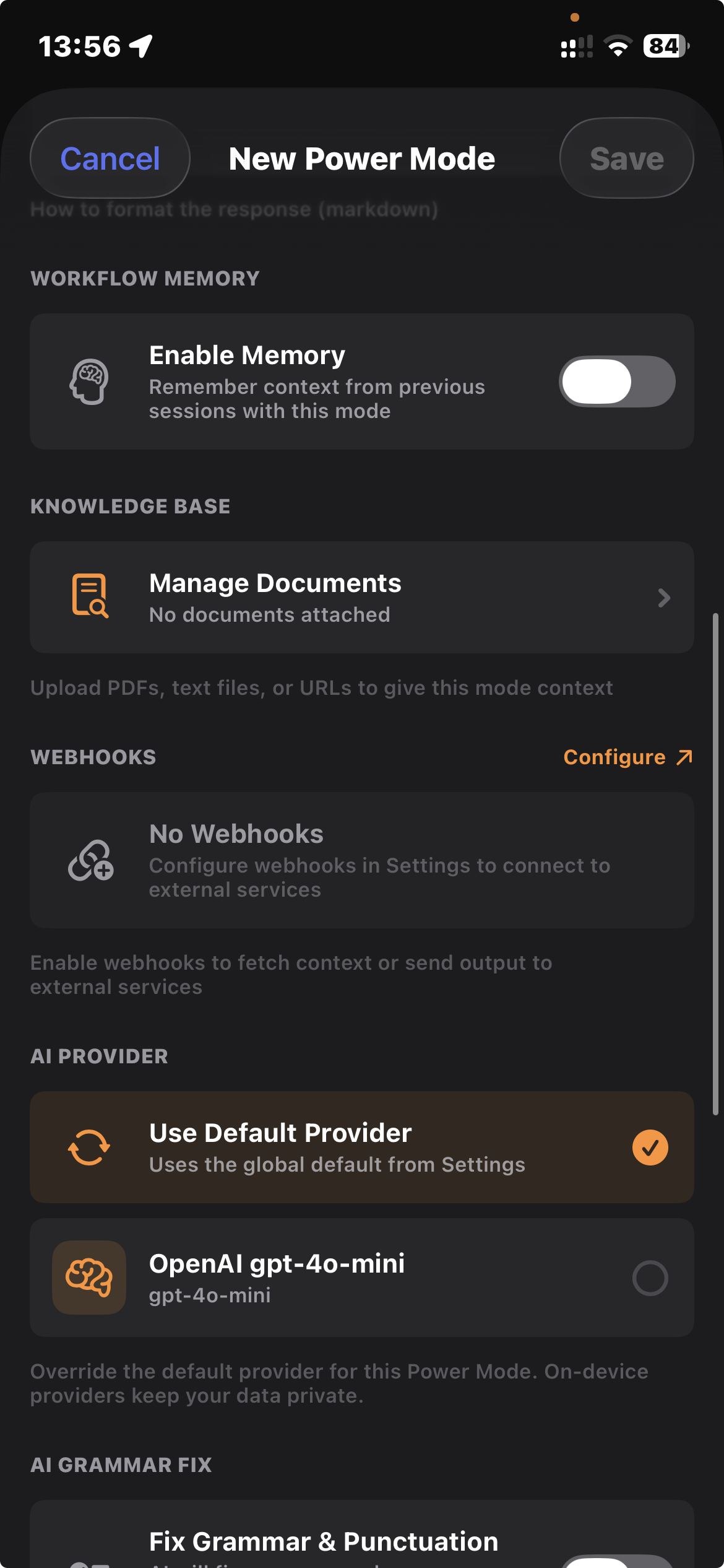 Power Mode - Documents & Webhooks